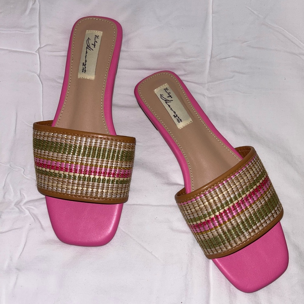 Vintage Havana Pink, Tan, and Green Sandals